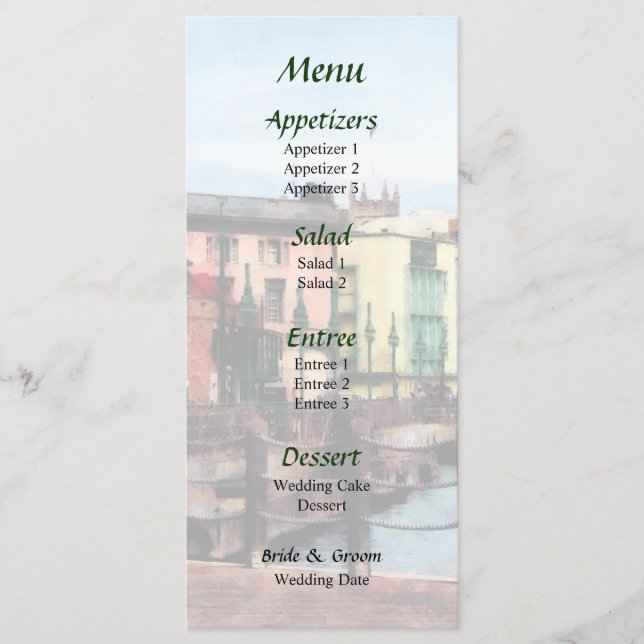 Menu Casamento de Bridgetown de Waterfront Barbado (Frente)