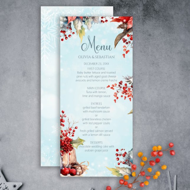 Menu Casamento de buquê de morango Cozy Winter Rowan (Criador carregado)