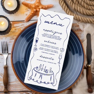 Menu Casamento de Cachorros-de-Cabra-Costeira Desenhada