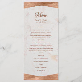 Menu Casamento de Caligrafia Geométrica de Cobre Modern