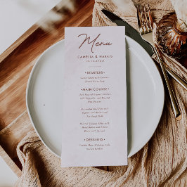 Menu Casamento de Caligrafia Moderna e Minimalista