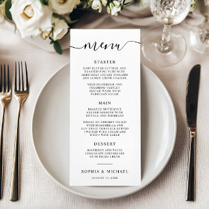 Menu Casamento de Caligrafia Moderna Elegante