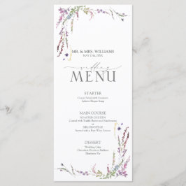 Menu Casamento de Caligrafia Roxo