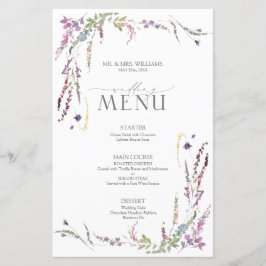 Menu Casamento de Caligrafia Roxo