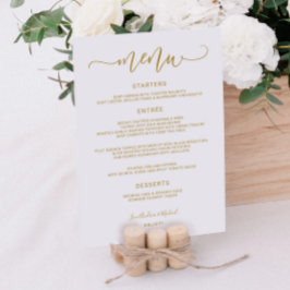 Menu Casamento de Caligrafia Saltitante Swirly (Dourado