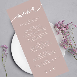 Menu Casamento de Caligrafia Simples Elegante Rosa