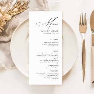 Menu Casamento de Caligrafia Simples Moderna Minimalist
