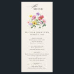 Menu Casamento de Campo de Flor Chic Floral Rustic Chic<br><div class="desc">Celebre a sua história de amor com este elegante menu de casamento floral que inclui um charmoso design de flores silvestres e um roteiro de caligrafia moderno. Perfeito para um casamento de jardim, cerimônia ao ar livre, ou celebração rústica de boho, este design combina elementos florais brancos com elegância de...</div>