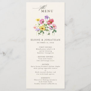 Menu Casamento de Campo de Flor Chic Floral Rustic Chic