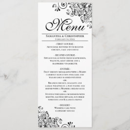 Menu Casamento de Cantos Decorativos Negros e Brancos E