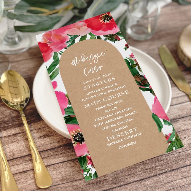 Menu Casamento de Cartolina com Arch Anemone (Criador carregado)