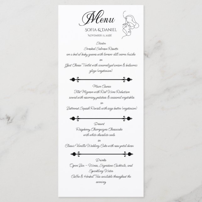 Menu Casamento de Casais Elegante Minimalista Sofistica (Frente)