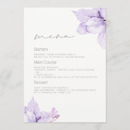 Menu Casamento De Casamento Floral Roxo De Aquarela