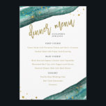 Menu Casamento de Cheiro e Geode Dourado<br><div class="desc">Este elegante e moderno menu de casamento apresenta pedras geodais de cor d'água, com falsa tipografia de ouro e salpicos.</div>