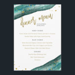 Menu Casamento de Cheiro e Geode Dourado<br><div class="desc">Este elegante e moderno menu de casamento apresenta pedras geodais de cor d'água,  com falsa tipografia de ouro e salpicos.</div>