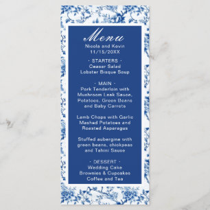 Menu Casamento de Chinoiserie Blue Birds and Flowers