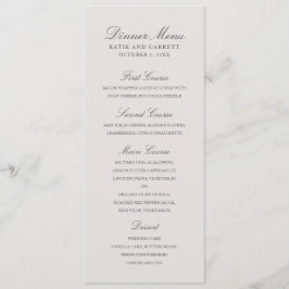 Menu Casamento de Cinzas Elegante Sólido Simples