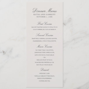 Menu Casamento de Cinzas Elegante Sólido Simples