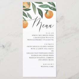 Menu Casamento de Citrino em Aquarela | Laranja de Rote