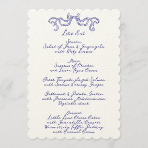Menu Casamento de Cobalt Blue La Dolce Vita Doodle Ecru