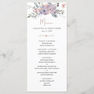 Menu Casamento de Cobre Violeta de Vidraça Selvagem