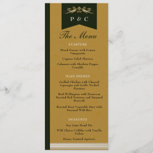 Menu Casamento de Cobrir do Livro Floral Dourado Elegan