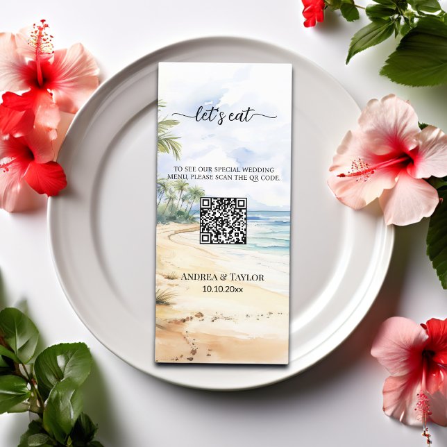 Menu Casamento de Código QR para Praia e Palmeiras de A (Criador carregado)