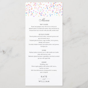 Menu Casamento de Confetes de Arco-Íris Colorido