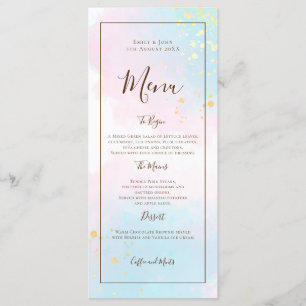Menu Casamento de Confetti Dourado com Teal Rosa de Aqu