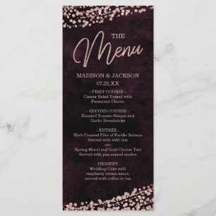 Menu Casamento de Confetti, Marsala Wine & Rosa Do