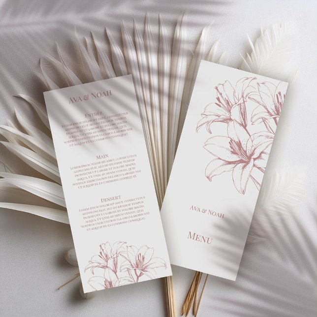 Menu Casamento de Contorno de Lily Rosa (Criador carregado)