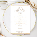 Menu Casamento de Cor de Água do Creme Beige Monog<br><div class="desc">Bem-vindos aos seus convidados à mesa com este elegante menu de casamento monograma, com um belo monograma de folhas desenhado à mão com casais iniciais, e listras de borda de cor de água de creme bege. De volta com uma bela lavagem a aquarela numa variedade de bege, creme, marfim e...</div>