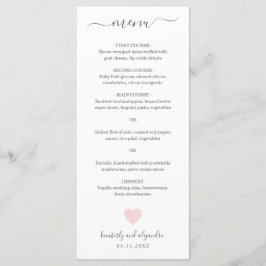 Menu Casamento de Coração Rosa Bonito