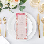 Menu Casamento de Coral de Escamudo Floral Rosa-Cor-de-<br><div class="desc">Personalize todo o texto; o nome do noivo e do noivo no verso é personalizável. Excluir ou alterar forma,  cor e gráfico conforme desejar.</div>