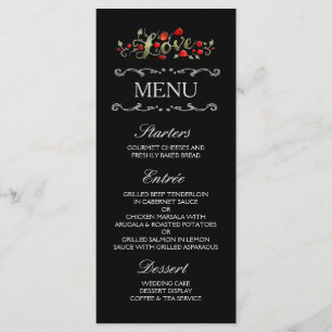 Menu Casamento de Correspondência de LOVE Preto e