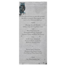 Menu Casamento de Coruja Gótica Azul Posh