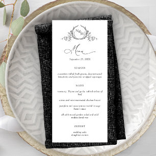 Menu Casamento de Crest da Coroa do Monograma Elegante