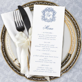 Menu Casamento de Crest do Monograma do Script Elegante