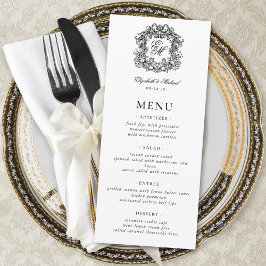 Menu Casamento de Crest do Monograma Formal Elegante