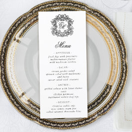 Menu Casamento de Crest Monograma de Script Elegante
