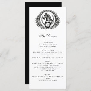 Menu Casamento de Crest Monogramas Equestres Elegante
