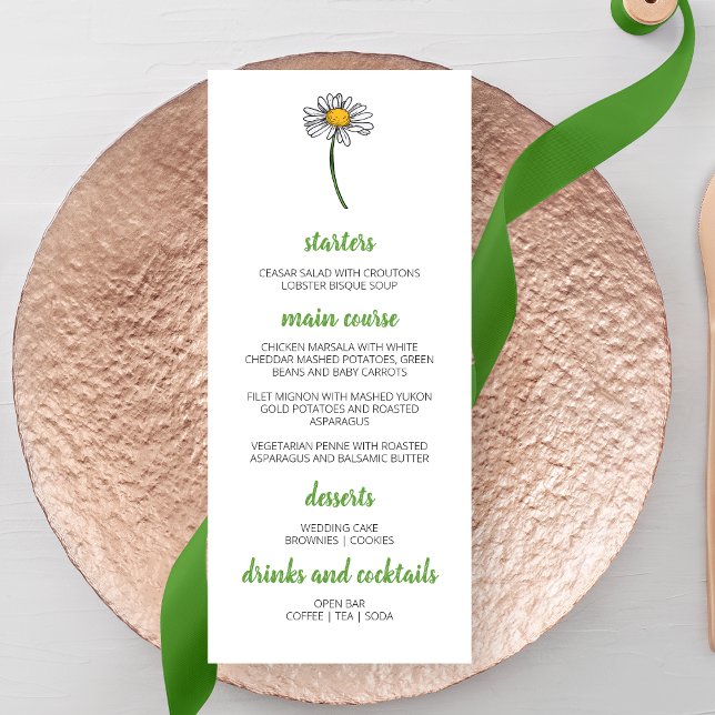 Menu Casamento de Daisy Minimalista (Criador carregado)