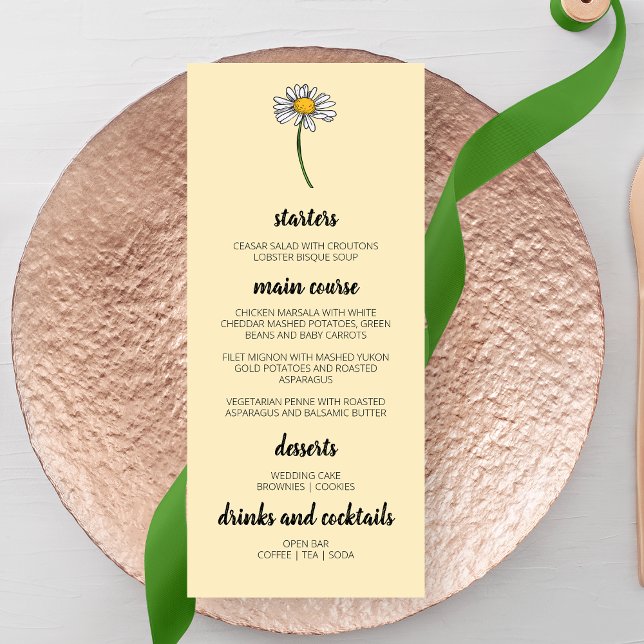 Menu Casamento de Daisy Minimalista (Criador carregado)