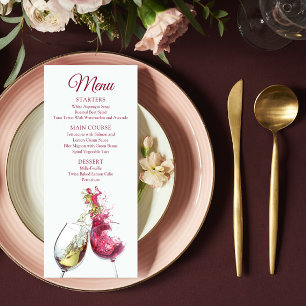 Menu Casamento de dança de vinho tinto e branco