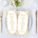 Menu Casamento de Deco Geométrico Dourado Elegante<br><div class="desc">Este é um menu Elegante Dourado de Casamento Geométrico de Arte Branca.</div>