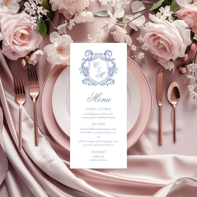 Menu Casamento de Derrame Azul Elegante (Criador carregado)