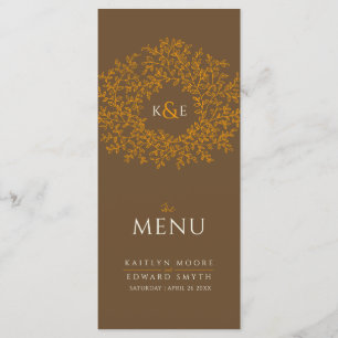 Menu Casamento de desenho de monograma de folha de lara