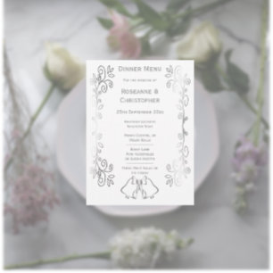 Menu Casamento de Design de Rolagem de Silver Bells