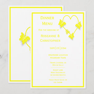 Menu Casamento de Design do Coração de Borboletas Amare