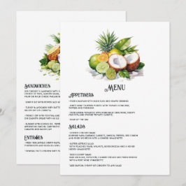 Menu Casamento de destino caribenho em aquarela